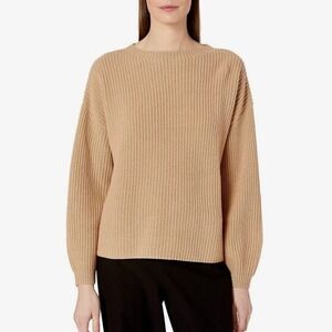 EILEEN FISHER Cashmere Round Neck Pullover Ribbed Shaker Knit Sweater Small